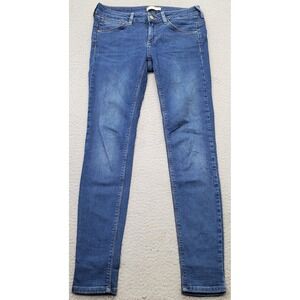 Pull&Bear Jeans Womens 28 Blue Denim‎ Stretch Double Stitch Comfort Skinny Leg